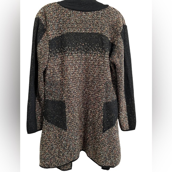 Ming Wang Cardigan Sweater‎ Women’s Size Small Black Multicolor Confetti Open - Picture 5 of 6